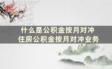 什么是公积金按月对冲 住房公积金按月对冲业务